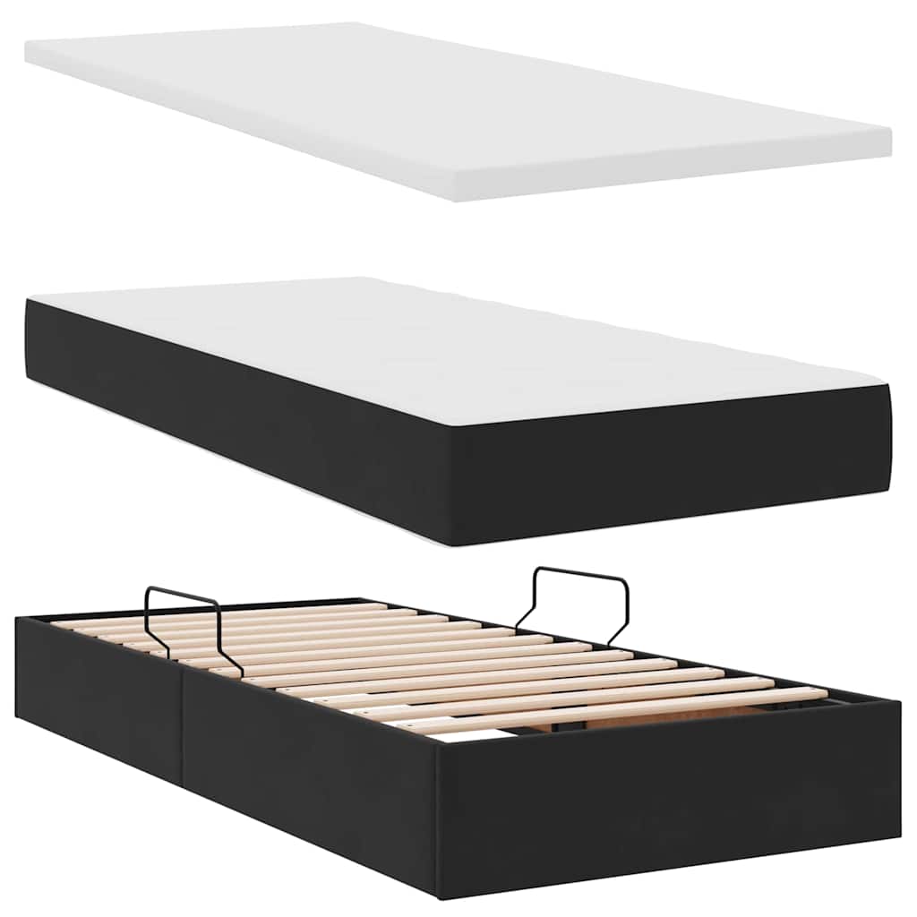 vidaXL Κρεβάτι με LED ταινίες φωτός Μαύρο 180 x 200 cm Βελούδο