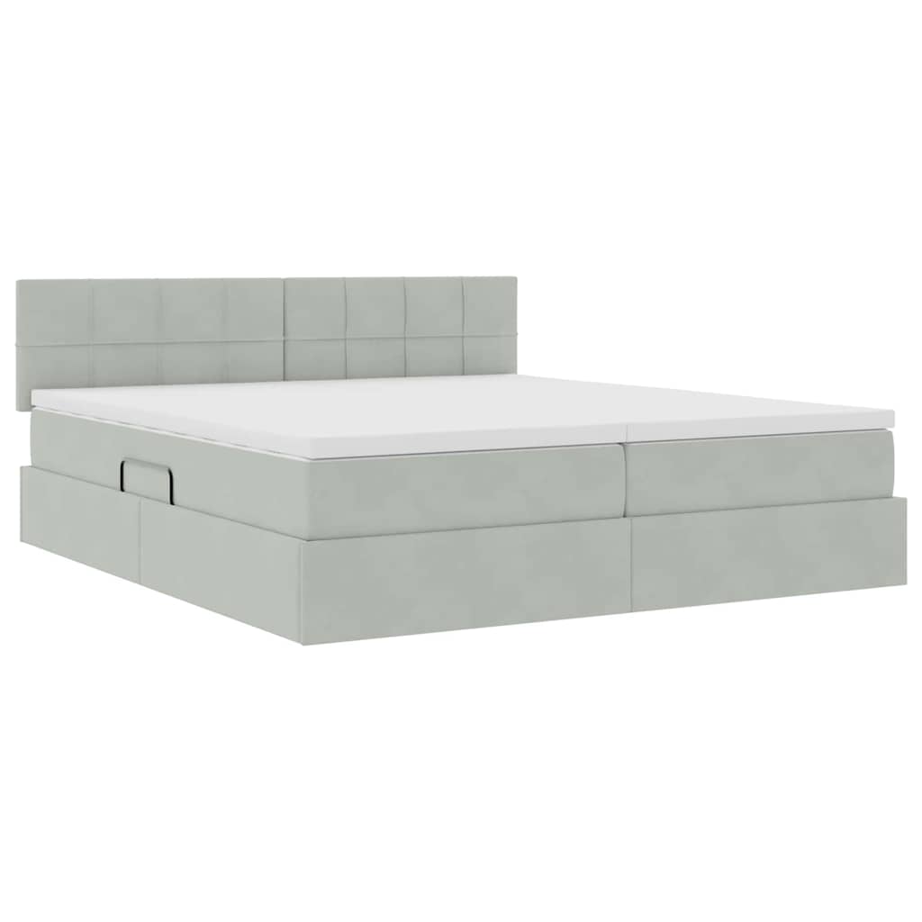 vidaXL Κρεβάτι με φώτα λωρίδας LED Ανοιχτό γκρι 180 x 200 cm Βελούδο