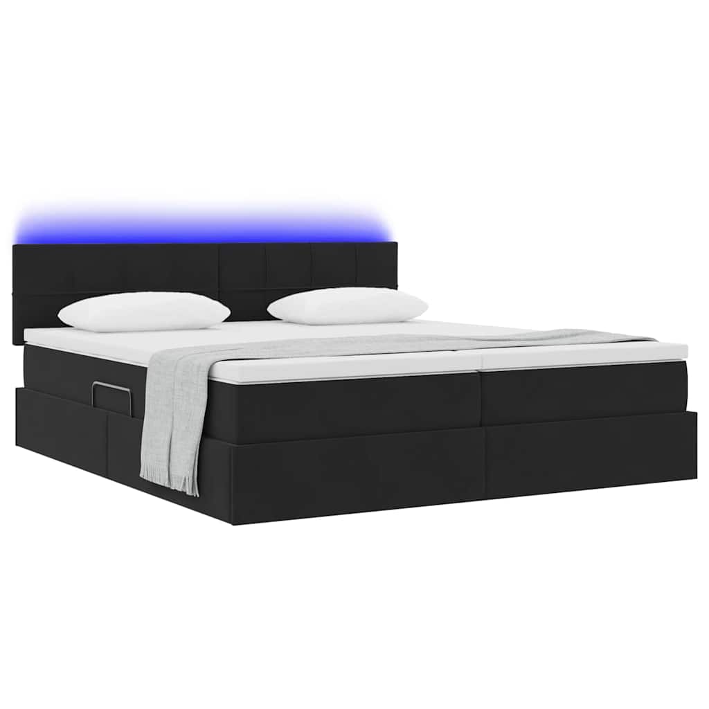 vidaXL Κρεβάτι με φώτα λωρίδας LED Μαύρο 180 x 200 cm Βελούδο