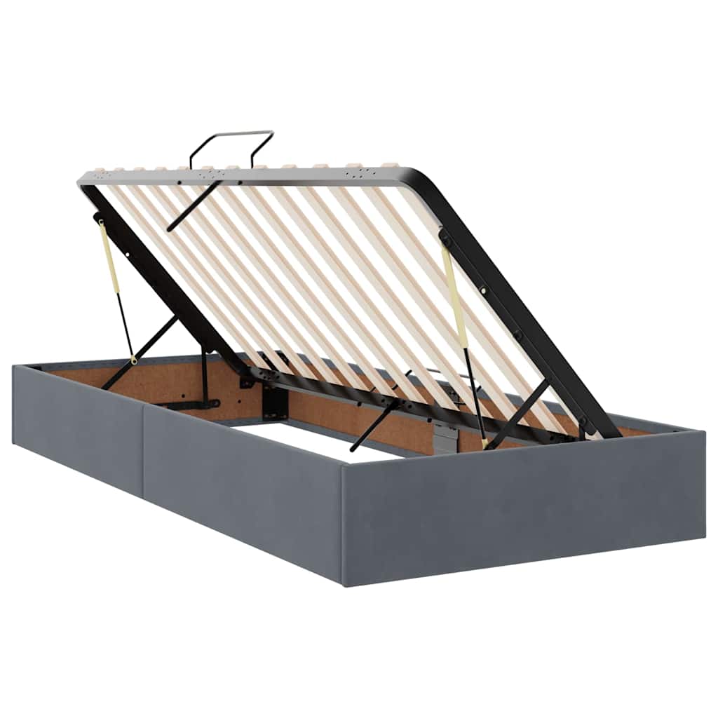 vidaXL Κρεβάτι με LED ταινίες φωτός Σκούρο Γκρι 180 x 200 cm Βελούδο