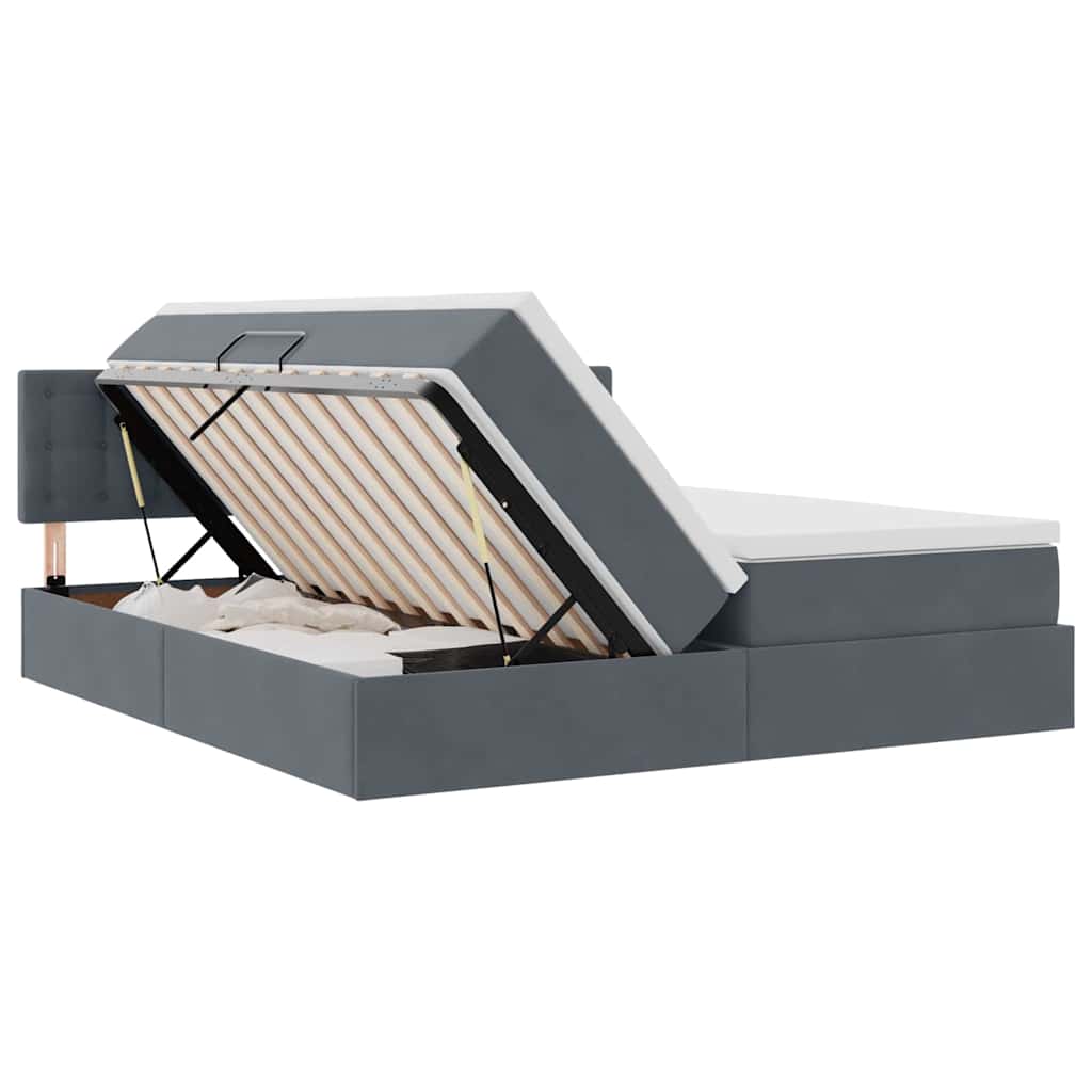 vidaXL Κρεβάτι με LED ταινίες φωτός Σκούρο Γκρι 180 x 200 cm Βελούδο