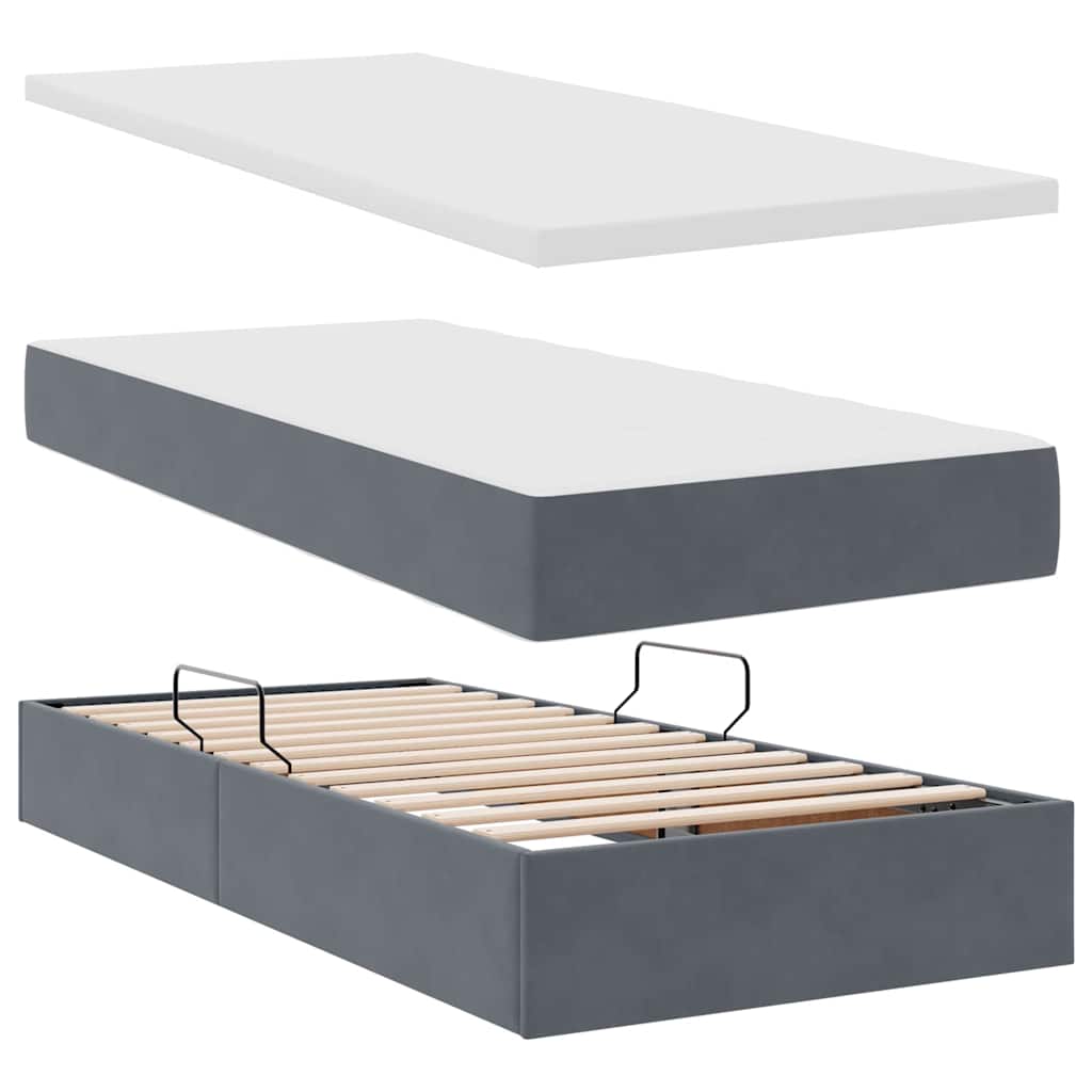 vidaXL Κρεβάτι με LED ταινίες φωτός Σκούρο Γκρι 180 x 200 cm Βελούδο