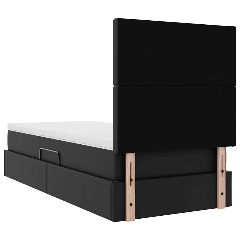 vidaXL Κρεβάτι Αποθήκης με κεφαλάρι Μαύρο 90 x 200 cm Τεχνητό Δέρμα