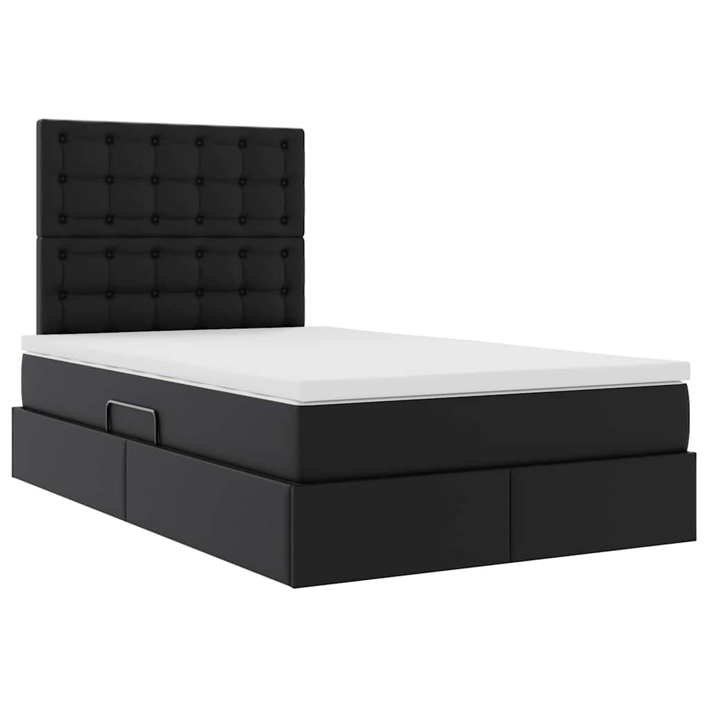 vidaXL Κρεβάτι Αποθήκης με κεφαλάρι Μαύρο 120 x 190 cm Τεχνητό Δέρμα