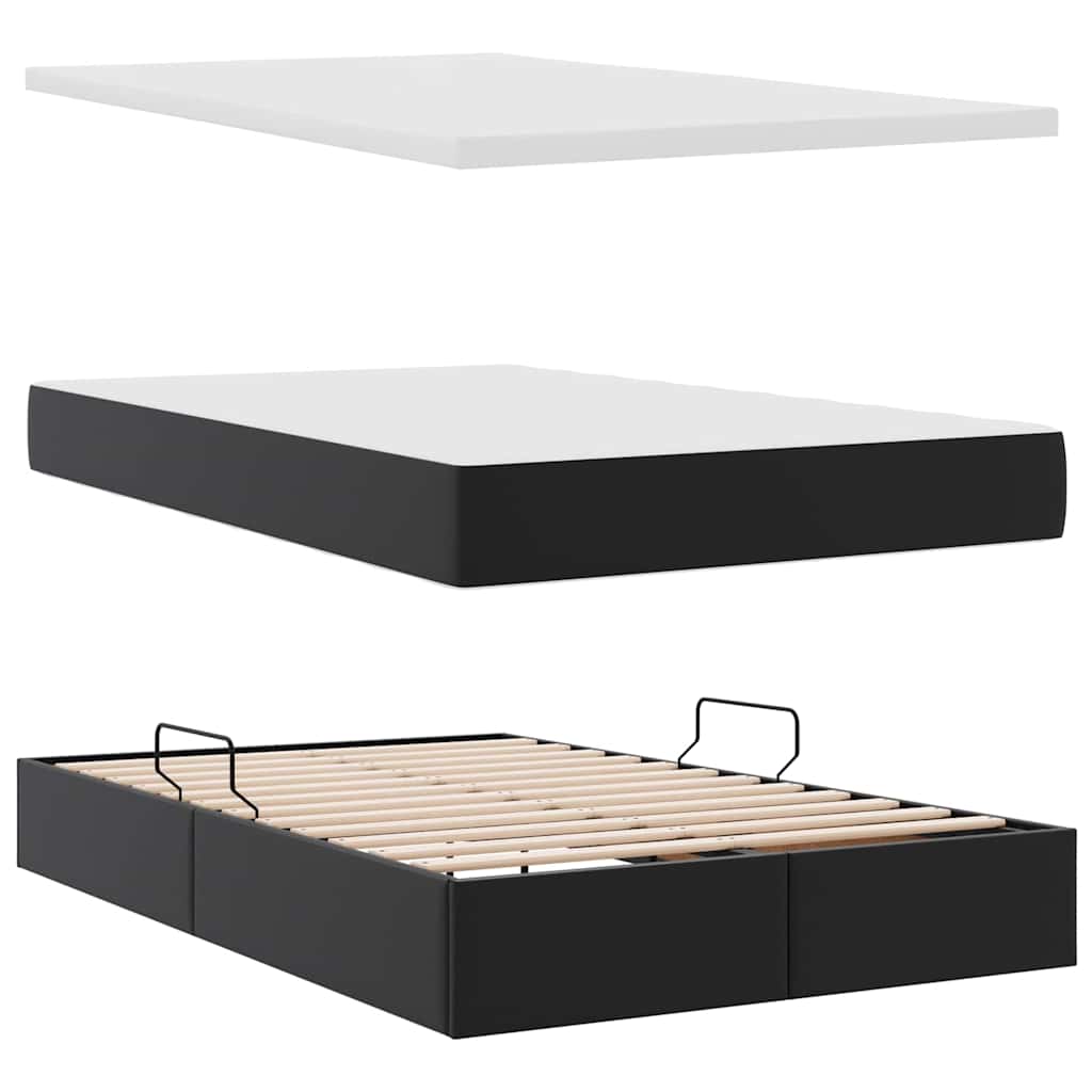 vidaXL Κρεβάτι Αποθήκης με κεφαλάρι Μαύρο 120 x 190 cm Τεχνητό Δέρμα