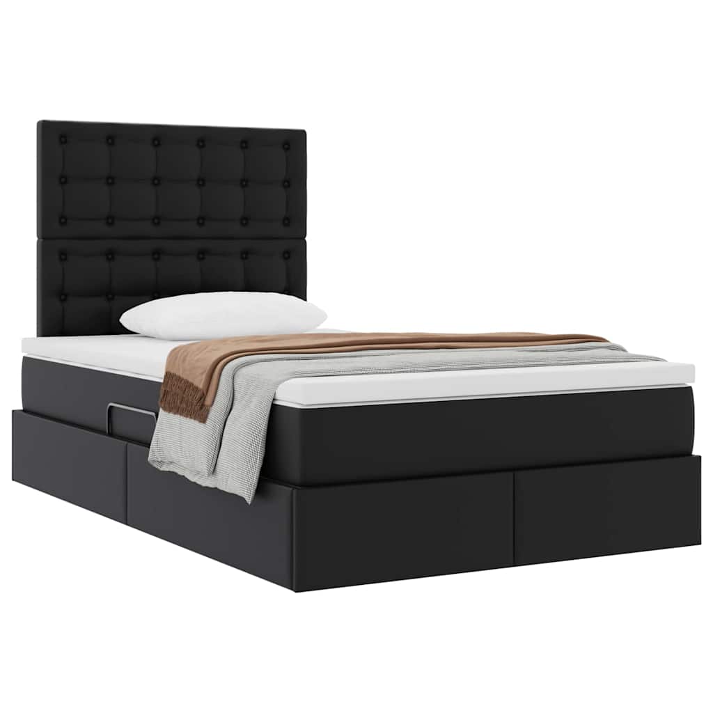 vidaXL Κρεβάτι Αποθήκης με στρώμα Μαύρο 120 x 200 cm Τεχνητό Δέρμα
