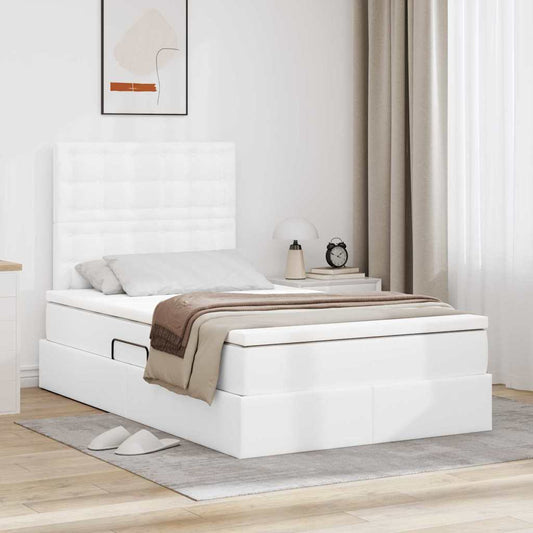 vidaXL Κρεβάτι Αποθήκης Καθαρό Λευκό 120 x 200 cm Τεχνητό Δέρμα