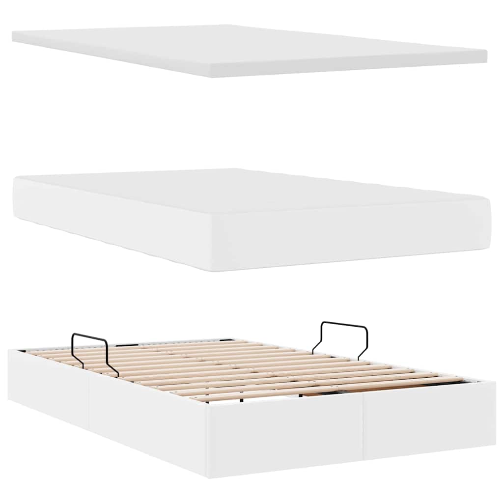 vidaXL Κρεβάτι Αποθήκης Καθαρό Λευκό 120 x 200 cm Τεχνητό Δέρμα