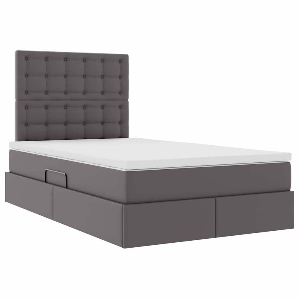 vidaXL Κρεβάτι Αποθήκης με κεφαλάρι Γκρι 120 x 200 cm Τεχνητό Δέρμα