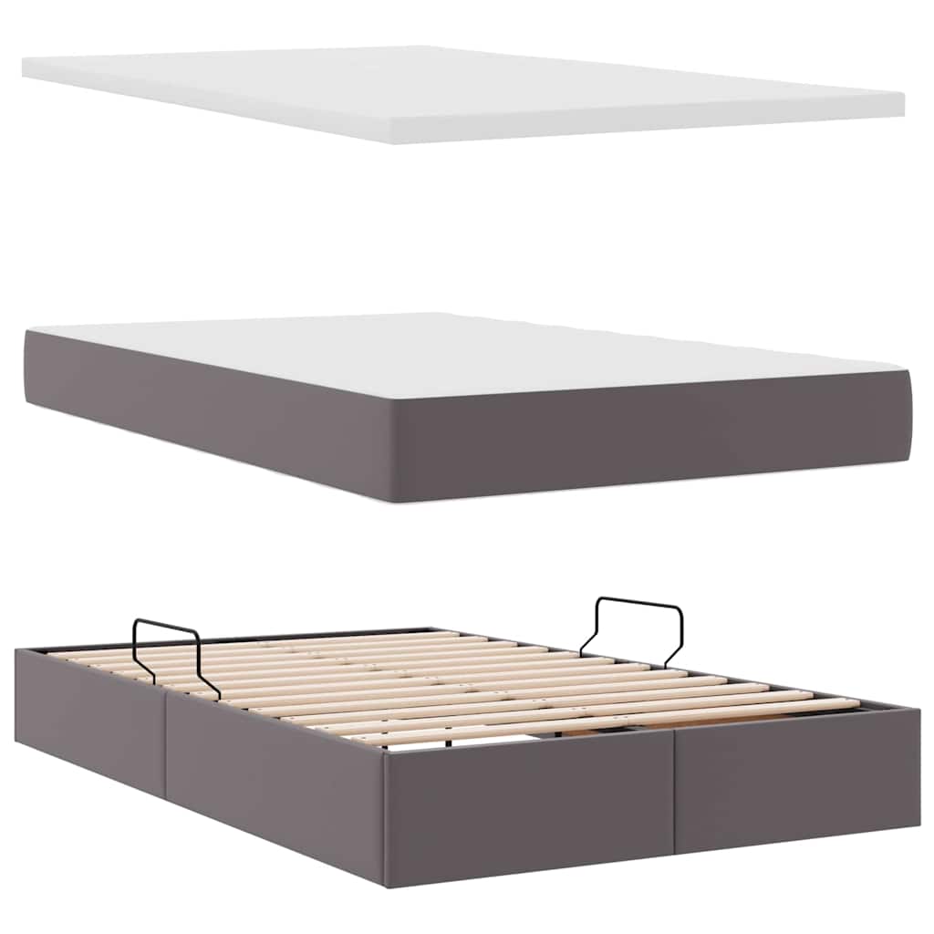 vidaXL Κρεβάτι Αποθήκης με κεφαλάρι Γκρι 120 x 200 cm Τεχνητό Δέρμα