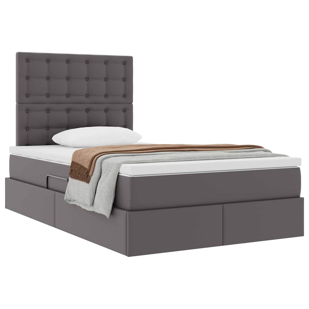 vidaXL Κρεβάτι Αποθήκης με κεφαλάρι Γκρι 120 x 200 cm Τεχνητό Δέρμα