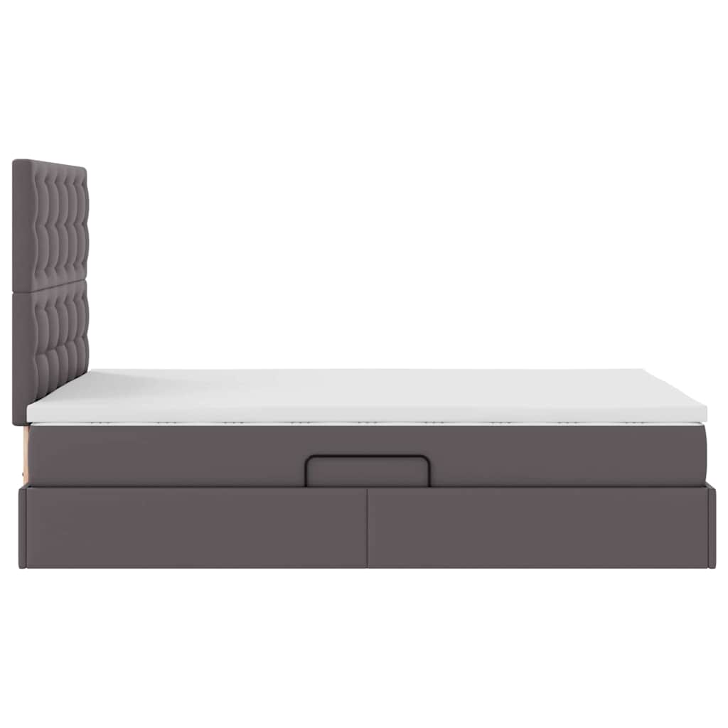 vidaXL Κρεβάτι Αποθήκης με κεφαλάρι Γκρι 120 x 200 cm Τεχνητό Δέρμα