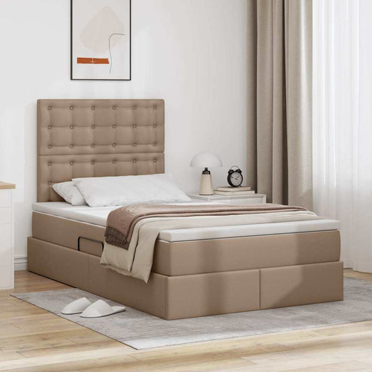vidaXL Κρεβάτι Αποθήκης Καπουτσίνο 120 x 200 cm Τεχνητό Δέρμα
