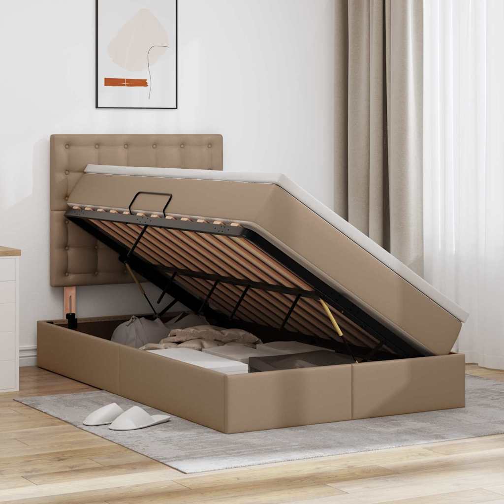 vidaXL Κρεβάτι Αποθήκης Καπουτσίνο 120 x 200 cm Τεχνητό Δέρμα