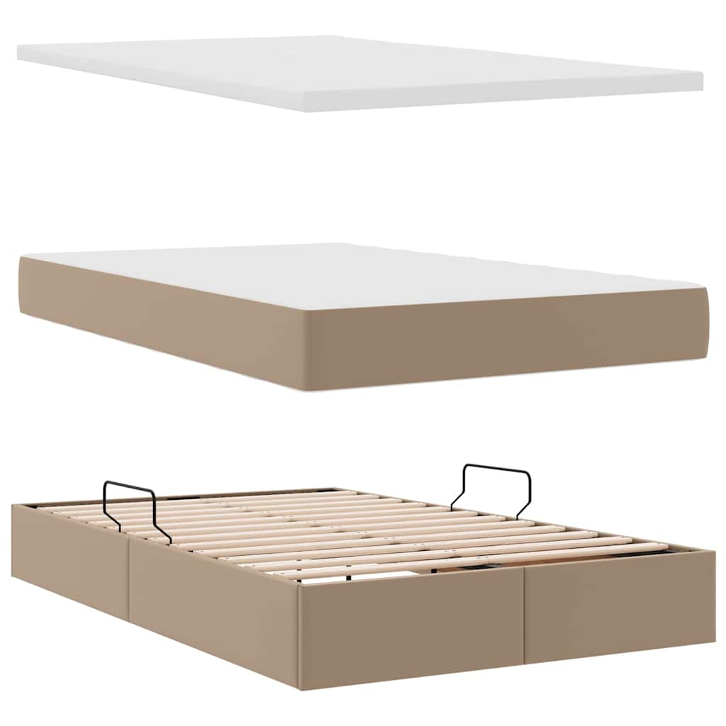 vidaXL Κρεβάτι Αποθήκης Καπουτσίνο 120 x 200 cm Τεχνητό Δέρμα
