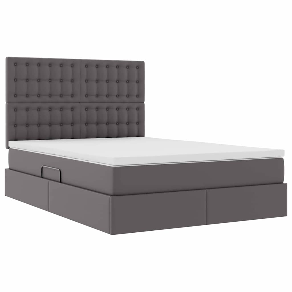 vidaXL Κρεβάτι Αποθήκης με κεφαλάρι Γκρι 140 x 190 cm Τεχνητό Δέρμα