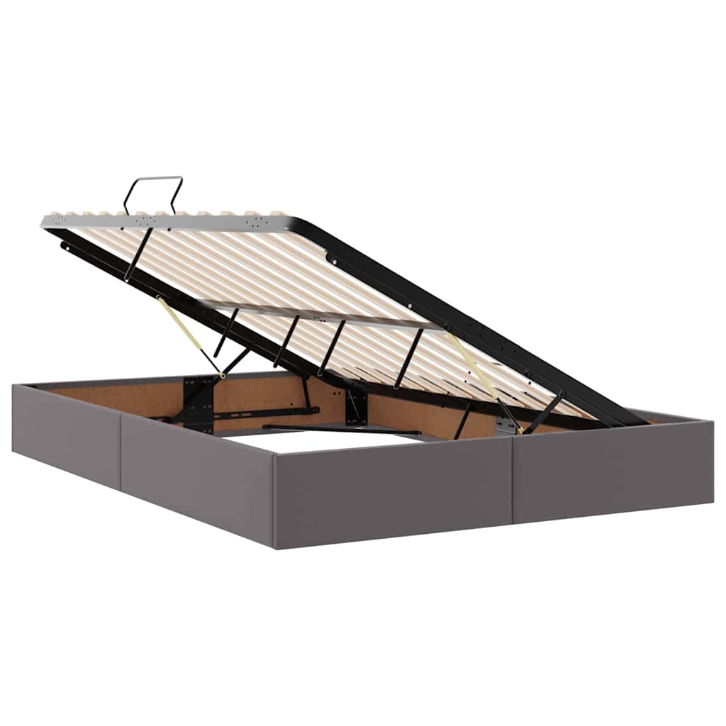 vidaXL Κρεβάτι Αποθήκης με κεφαλάρι Γκρι 140 x 190 cm Τεχνητό Δέρμα