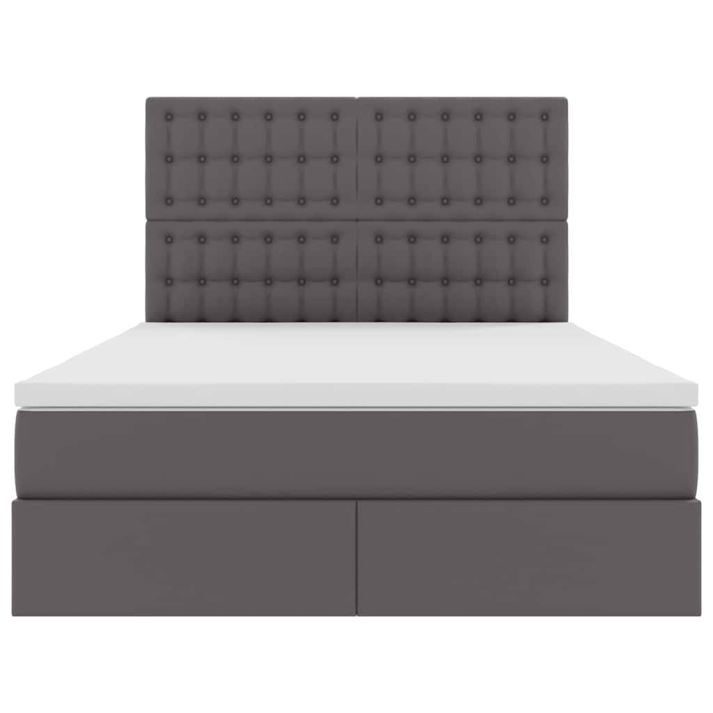 vidaXL Κρεβάτι Αποθήκης με κεφαλάρι Γκρι 140 x 190 cm Τεχνητό Δέρμα