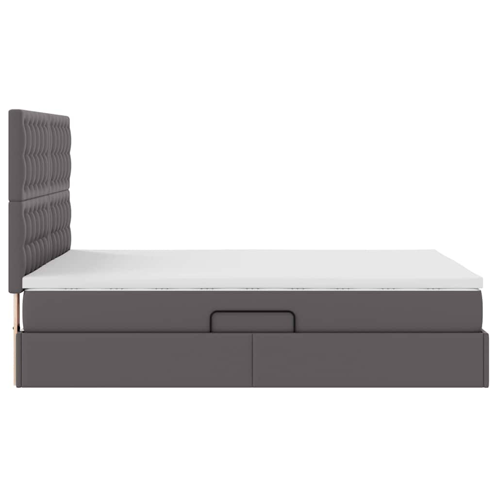 vidaXL Κρεβάτι Αποθήκης με κεφαλάρι Γκρι 140 x 190 cm Τεχνητό Δέρμα