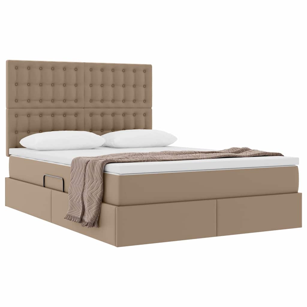 vidaXL Κρεβάτι Αποθήκης Καπουτσίνο 140 x 190 cm Τεχνητό Δέρμα