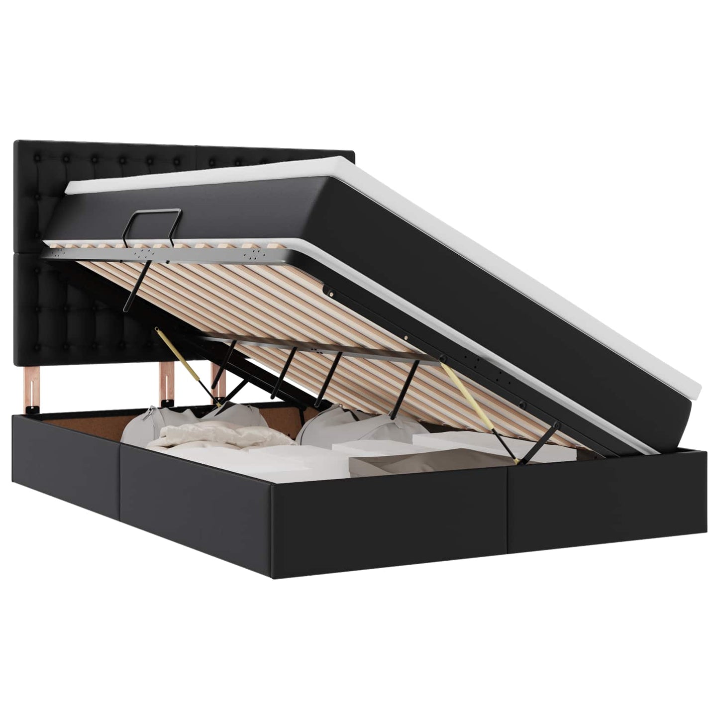 vidaXL Κρεβάτι Αποθήκης με στρώμα Μαύρο 140 x 200 cm Τεχνητό Δέρμα