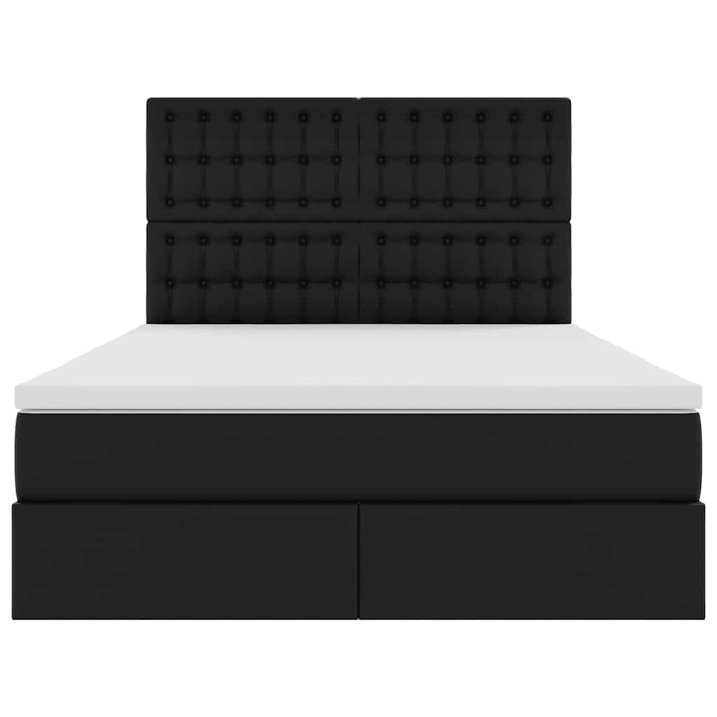 vidaXL Κρεβάτι Αποθήκης με στρώμα Μαύρο 140 x 200 cm Τεχνητό Δέρμα