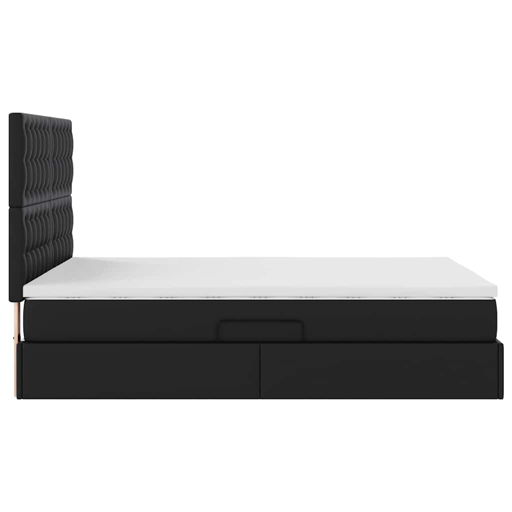 vidaXL Κρεβάτι Αποθήκης με στρώμα Μαύρο 140 x 200 cm Τεχνητό Δέρμα