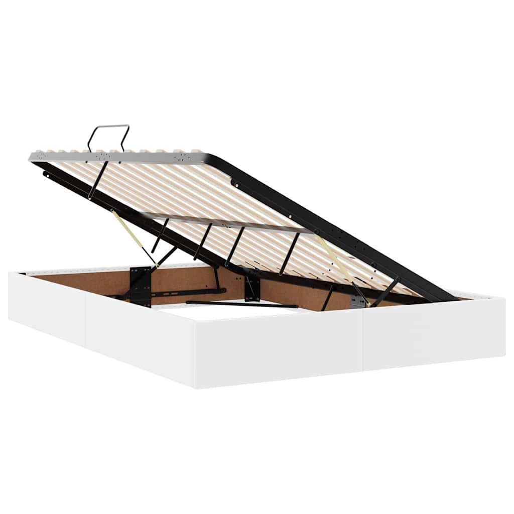 vidaXL Κρεβάτι Αποθήκης Καθαρό Λευκό 140 x 200 cm Τεχνητό Δέρμα