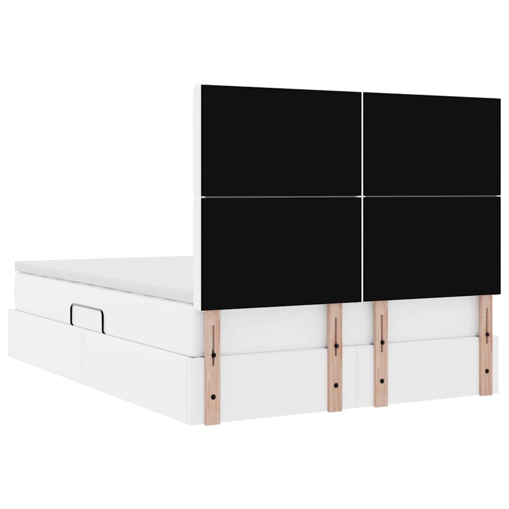vidaXL Κρεβάτι Αποθήκης Καθαρό Λευκό 140 x 200 cm Τεχνητό Δέρμα