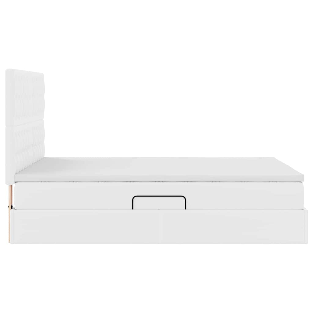 vidaXL Κρεβάτι Αποθήκης Καθαρό Λευκό 140 x 200 cm Τεχνητό Δέρμα