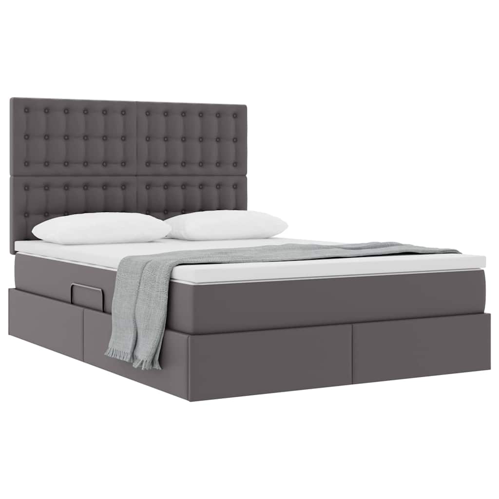 vidaXL Κρεβάτι Αποθήκης με κεφαλάρι Γκρι 140 x 200 cm Τεχνητό Δέρμα
