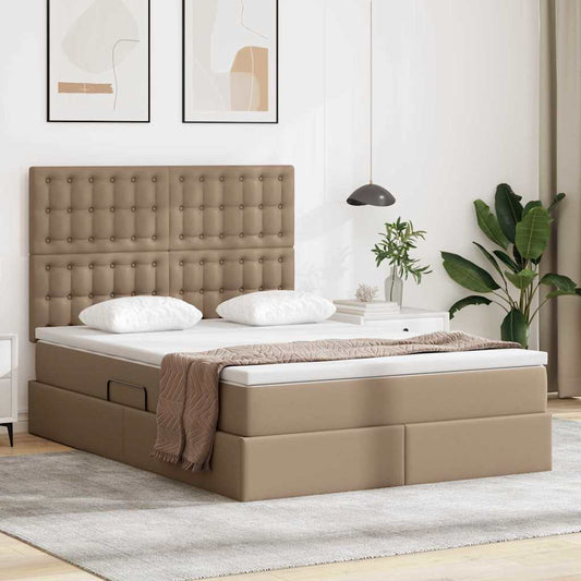 vidaXL Κρεβάτι Αποθήκης Καπουτσίνο 140 x 200 cm Τεχνητό Δέρμα