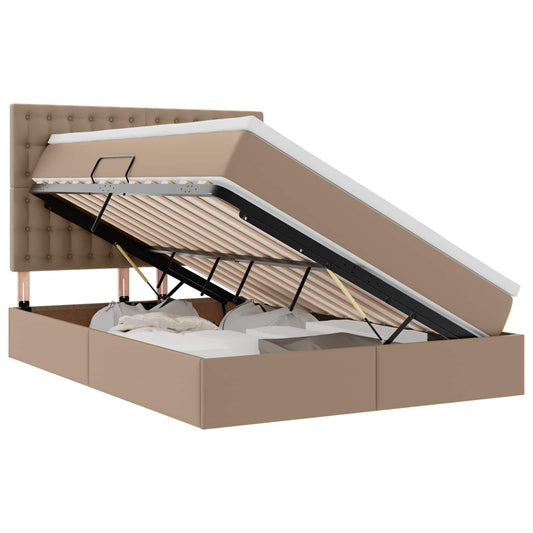vidaXL Κρεβάτι Αποθήκης Καπουτσίνο 140 x 200 cm Τεχνητό Δέρμα