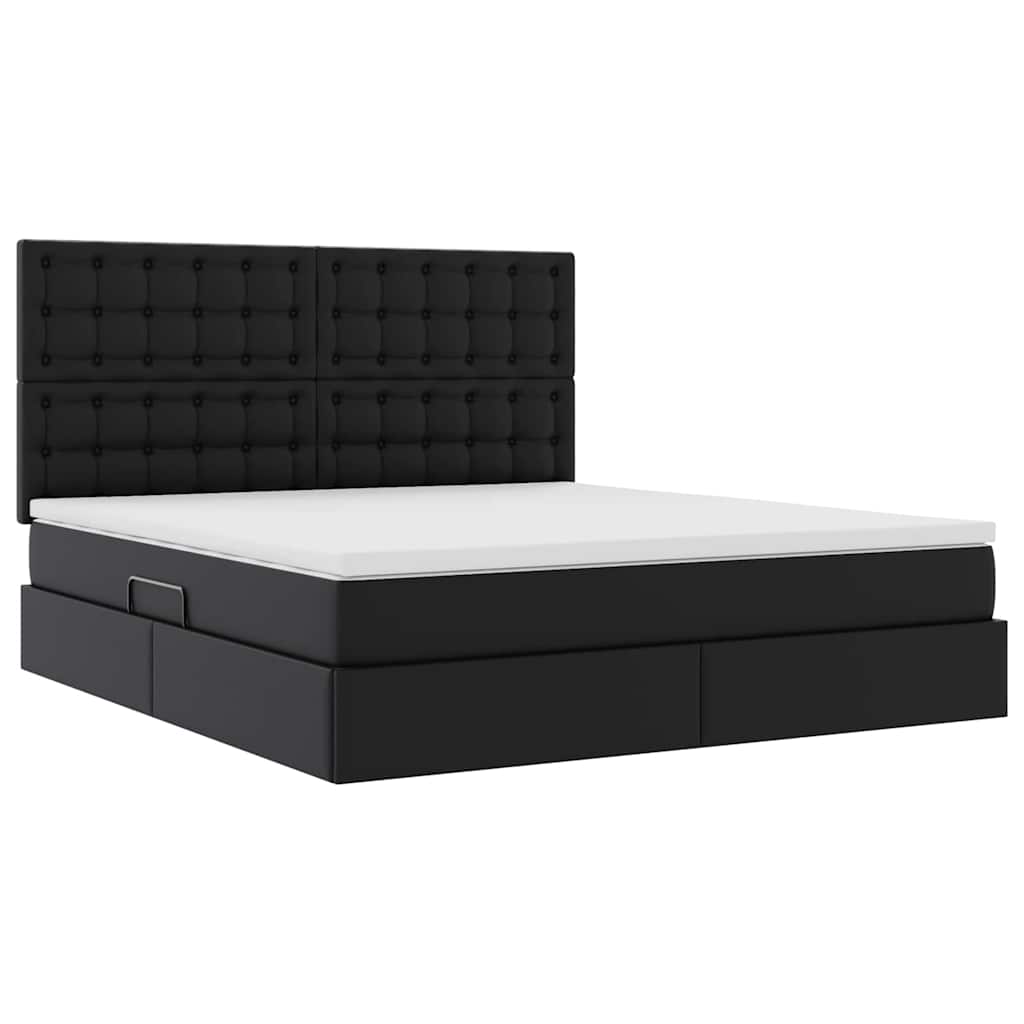 vidaXL Κρεβάτι Αποθήκης με στρώμα Μαύρο 180 x 200 cm Τεχνητό Δέρμα
