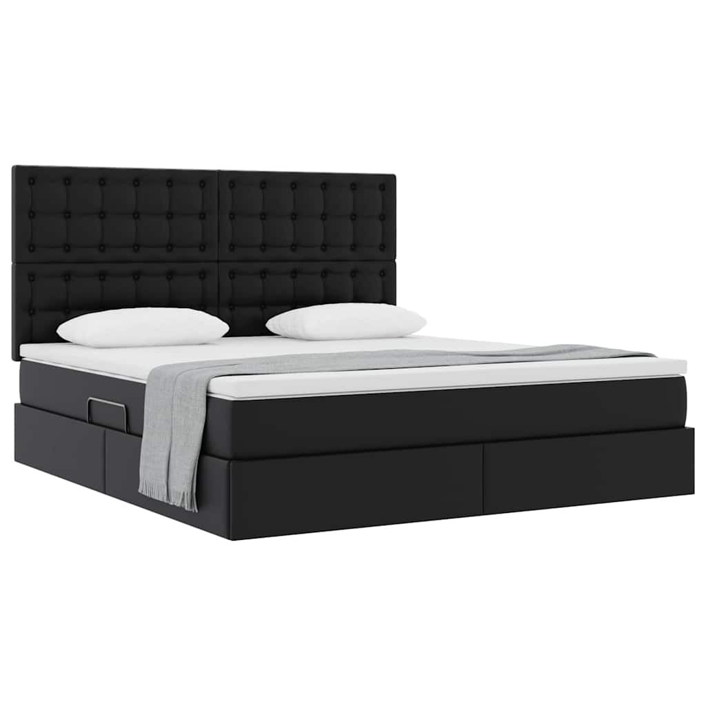 vidaXL Κρεβάτι Αποθήκης με στρώμα Μαύρο 180 x 200 cm Τεχνητό Δέρμα