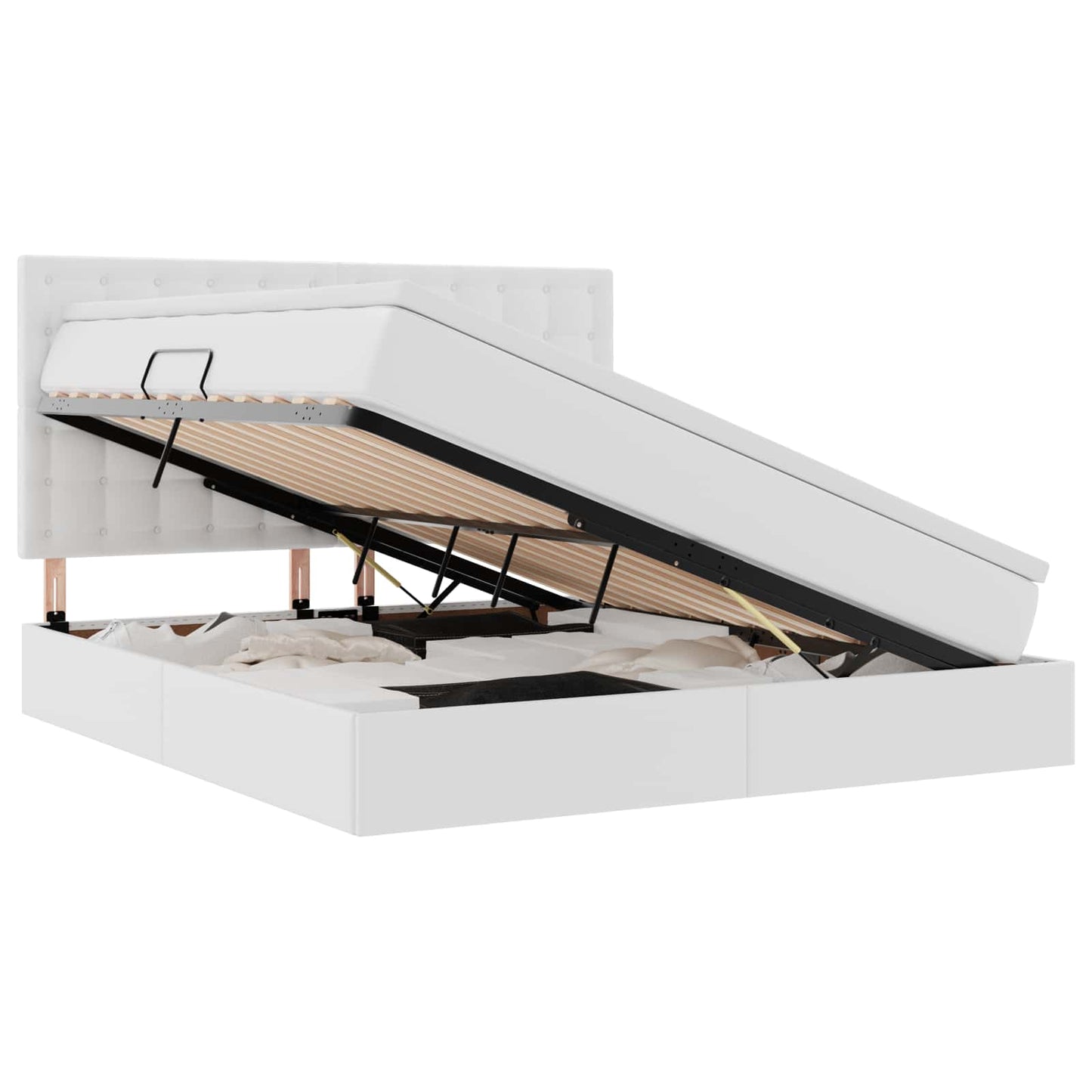 vidaXL Κρεβάτι Αποθήκης Καθαρό Λευκό 180 x 200 cm Τεχνητό Δέρμα