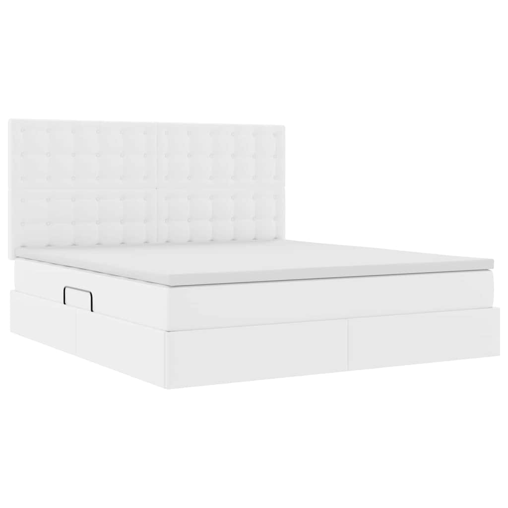 vidaXL Κρεβάτι Αποθήκης Καθαρό Λευκό 180 x 200 cm Τεχνητό Δέρμα