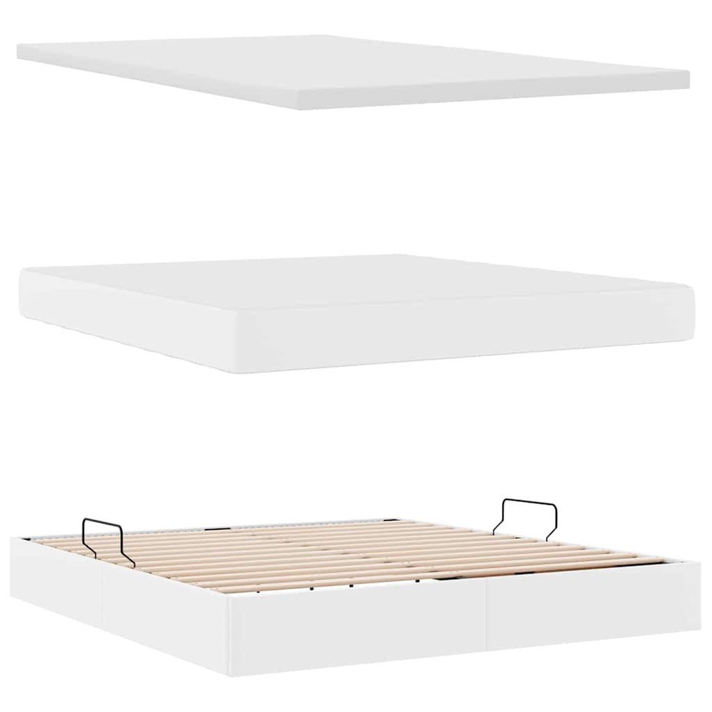 vidaXL Κρεβάτι Αποθήκης Καθαρό Λευκό 180 x 200 cm Τεχνητό Δέρμα