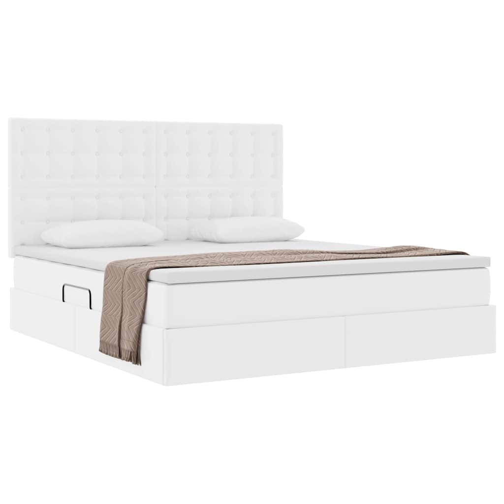 vidaXL Κρεβάτι Αποθήκης Καθαρό Λευκό 180 x 200 cm Τεχνητό Δέρμα