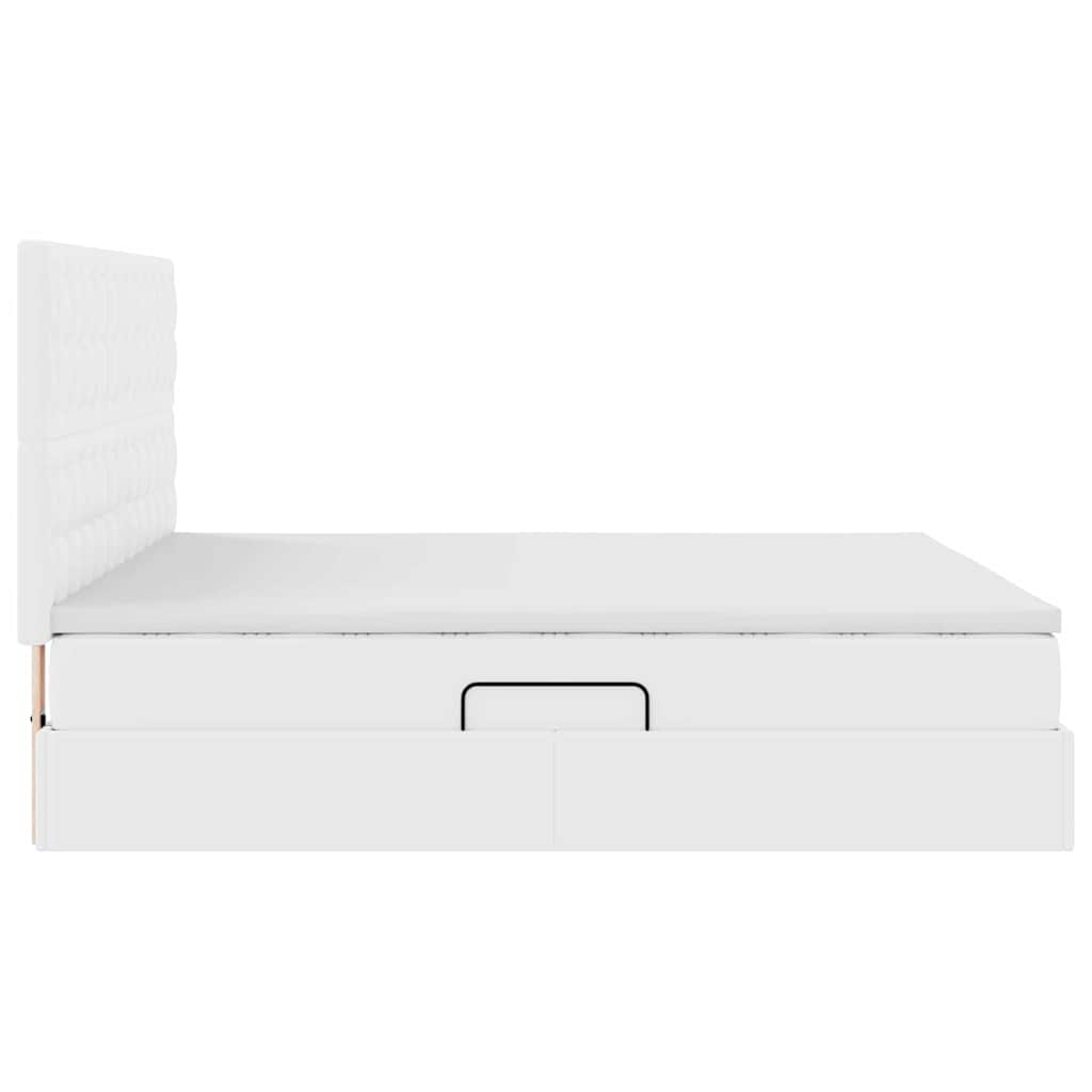 vidaXL Κρεβάτι Αποθήκης Καθαρό Λευκό 180 x 200 cm Τεχνητό Δέρμα