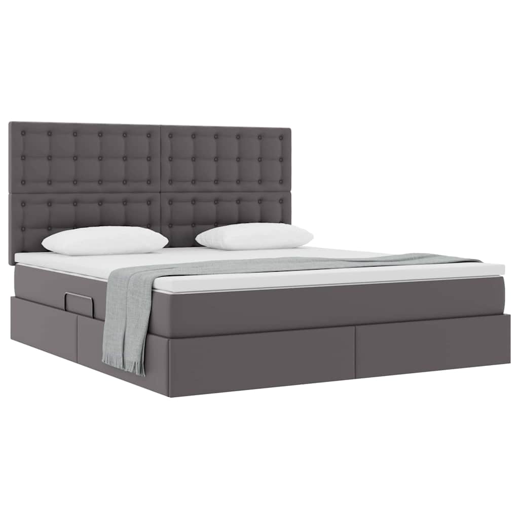 vidaXL Κρεβάτι Αποθήκης με κεφαλάρι Γκρι 180 x 200 cm Τεχνητό Δέρμα