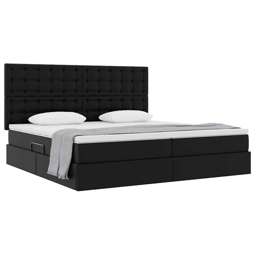vidaXL Κρεβάτι Αποθήκης με κεφαλάρι Μαύρο 200 x 200 cm Τεχνητό Δέρμα