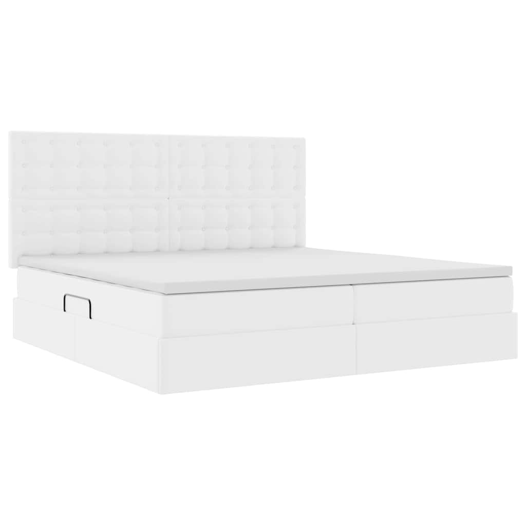 vidaXL Κρεβάτι Αποθήκης Καθαρό Λευκό 200 x 200 cm Τεχνητό Δέρμα