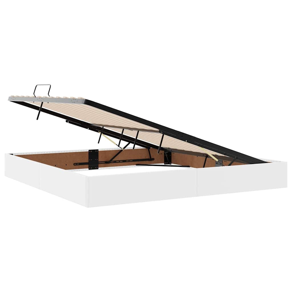 vidaXL Κρεβάτι Αποθήκης Καθαρό Λευκό 200 x 200 cm Τεχνητό Δέρμα