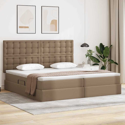 vidaXL Κρεβάτι Αποθήκης Καπουτσίνο 200 x 200 cm Τεχνητό Δέρμα