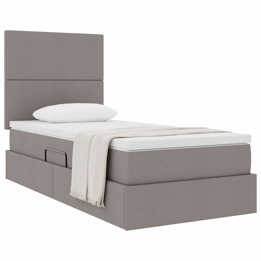 vidaXL Κρεβάτι με αποθηκευτικό χώρο και στρώμα Taupe 90 x 200 cm