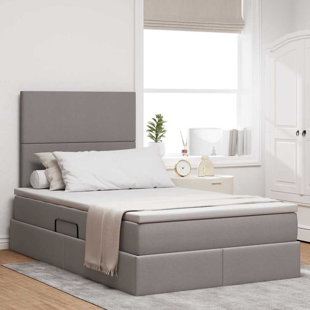 vidaXL Κρεβάτι με αποθηκευτικό χώρο και στρώμα Taupe 120 x 200 cm