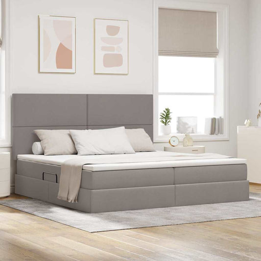 vidaXL Κρεβάτι με αποθηκευτικό χώρο και στρώμα Taupe 200 x 200 cm