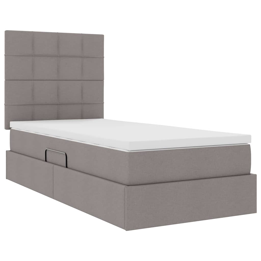 vidaXL Κρεβάτι με αποθηκευτικό χώρο και στρώμα Taupe 90 x 190 cm