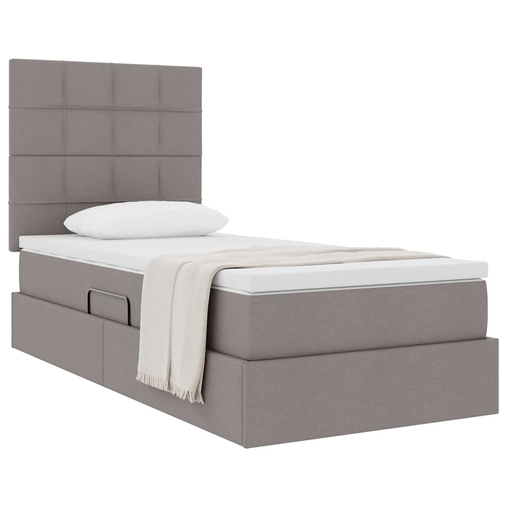 vidaXL Κρεβάτι με αποθηκευτικό χώρο και στρώμα Taupe 90 x 190 cm